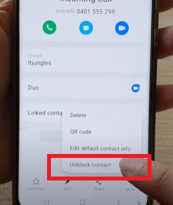 How to Unblock a Contact Number Samsung Galaxy S21 Step 4