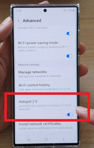 How to Enable or Disable WiFi Hotspot 2.0 Galaxy S22 Step 6