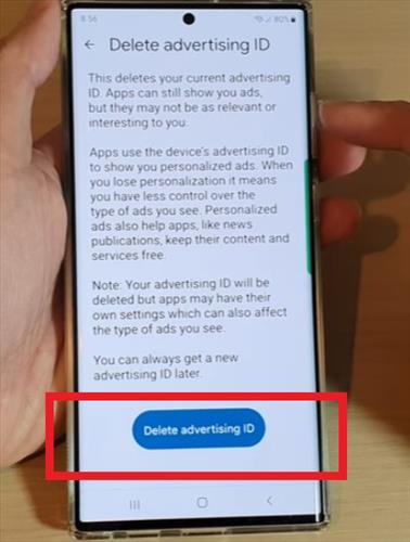 How to Delete Advertising ID to Remove Personalize Ads on Samsung Android Phones Step 5