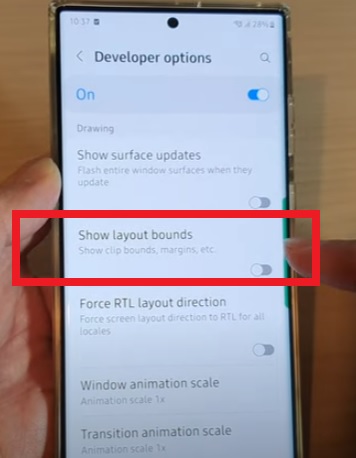 How To Enable or Disable Show Layout Bounds Android Step 3