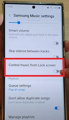 How To Turn On or Off Control Music On the Lock Screen Option Galaxy S22 Step 4